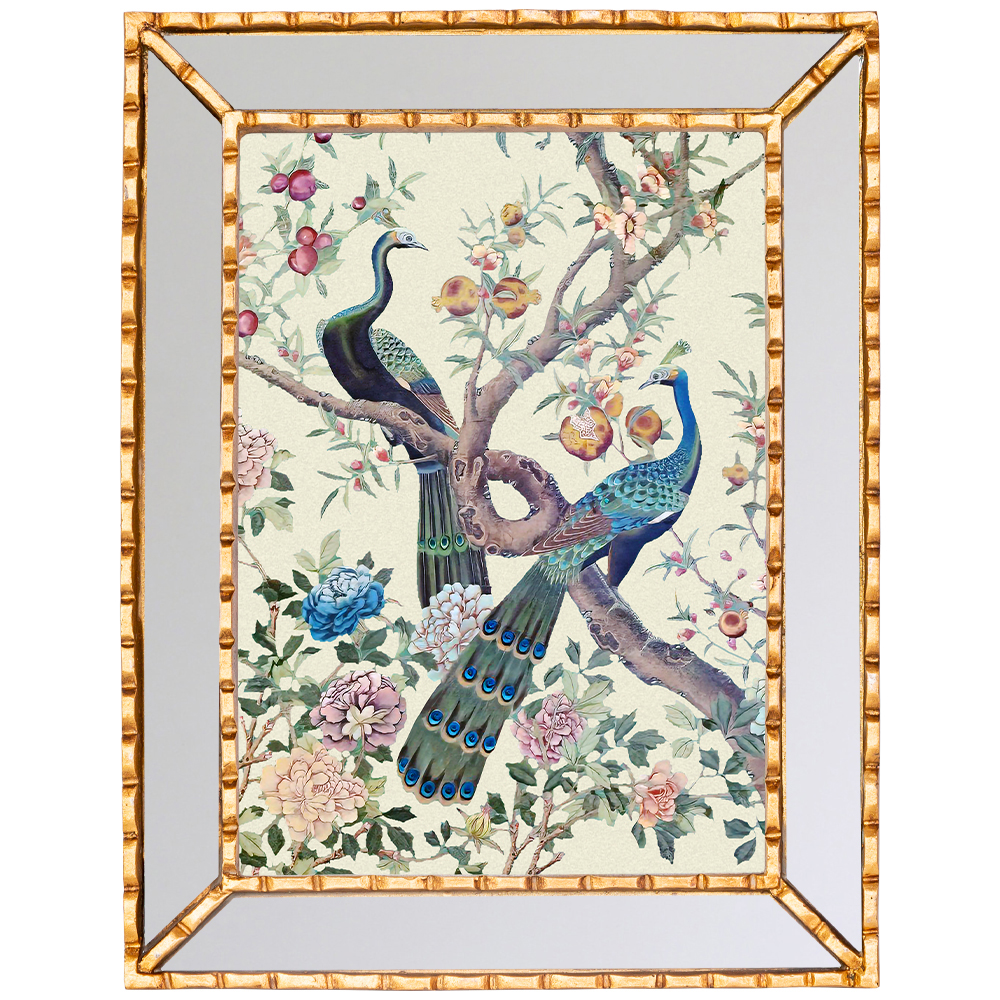 

Постер в зеркальной раме в стиле шинуазри Chinoiserie Imperial Garden Peacocks on a Tree Poster