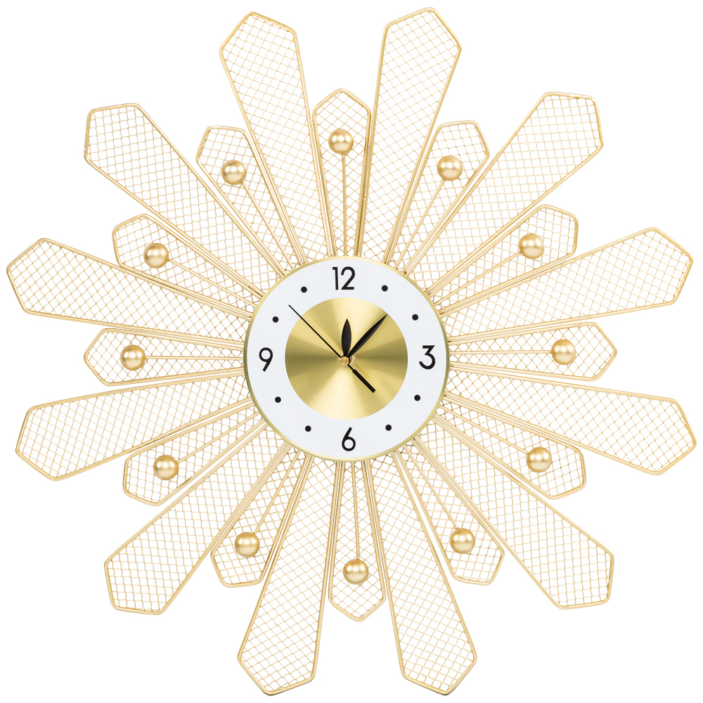 

Часы настенные из металла в виде солнца с белым циферблатом Mirror Tower Clock