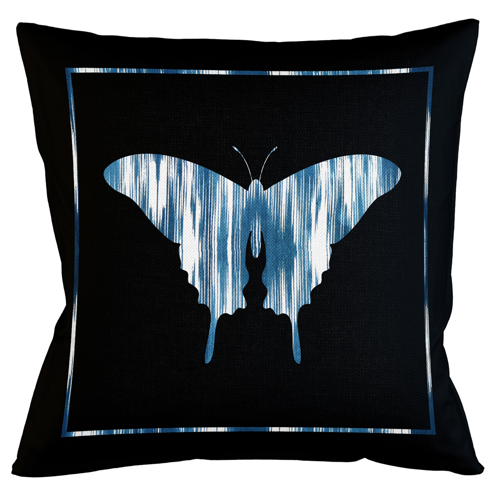 

Подушка декоративная Бабочка с синим узором Ikat Pattern