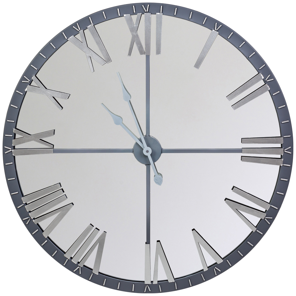 

Часы настенные зеркальные с серебряным металлическим циферблатом Mirror Tower Clock