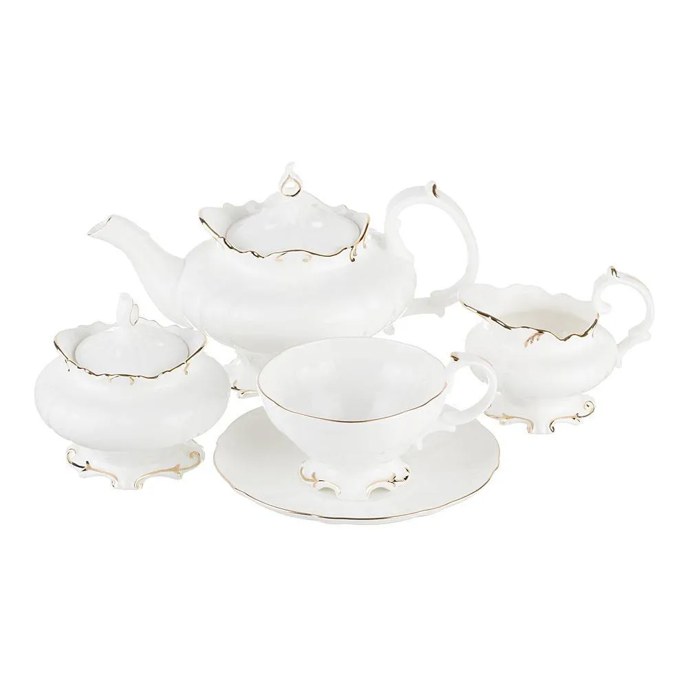 

Чайный сервиз белого цвета из фарфора на 6 персон 15 предметов Shine Porcelain