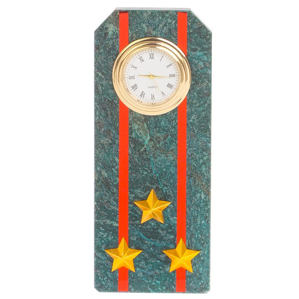 

Часы погон подарочные настольные из натурального камня Змеевик Military Clock
