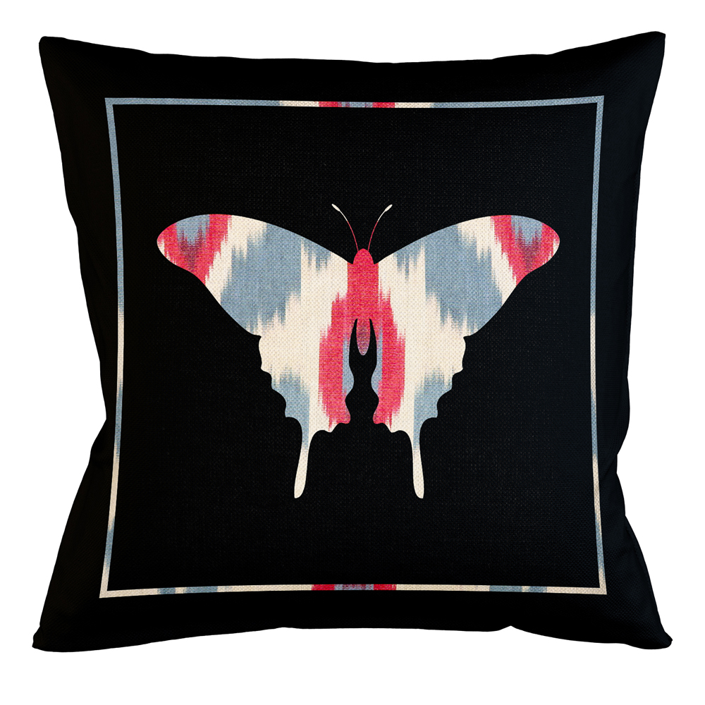

Подушка декоративная бабочка с узором красного и серого цвета Ikat Pattern