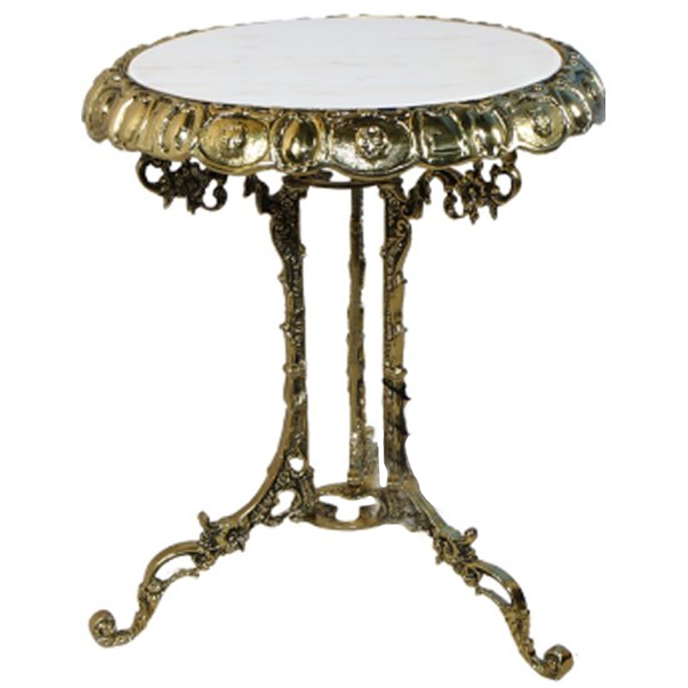 

Стол бронзовый круглый с мраморной столешницей Coffee De Bronze