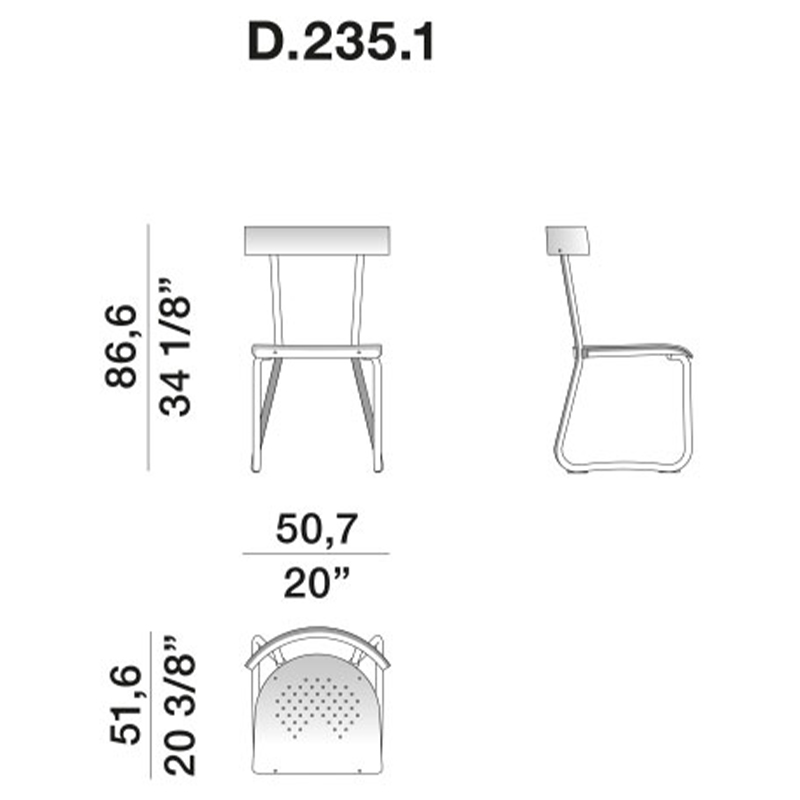 Дизайнерский стул из алюминия Gio Ponti D.235.1 Chair в Москве