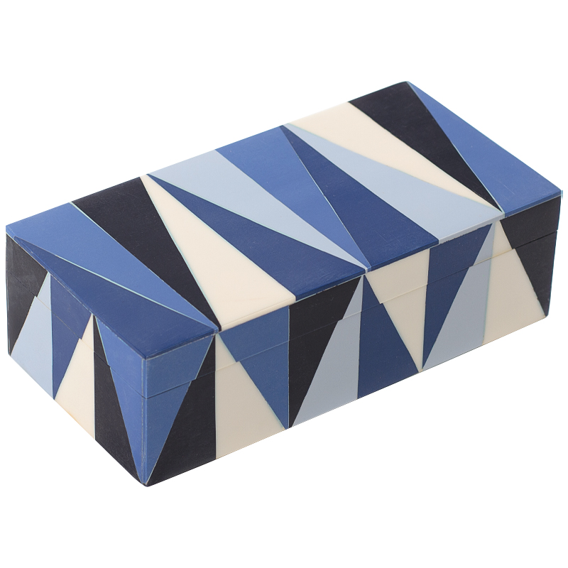  Blue White Triangles Bone Inlay Box       | Loft Concept 