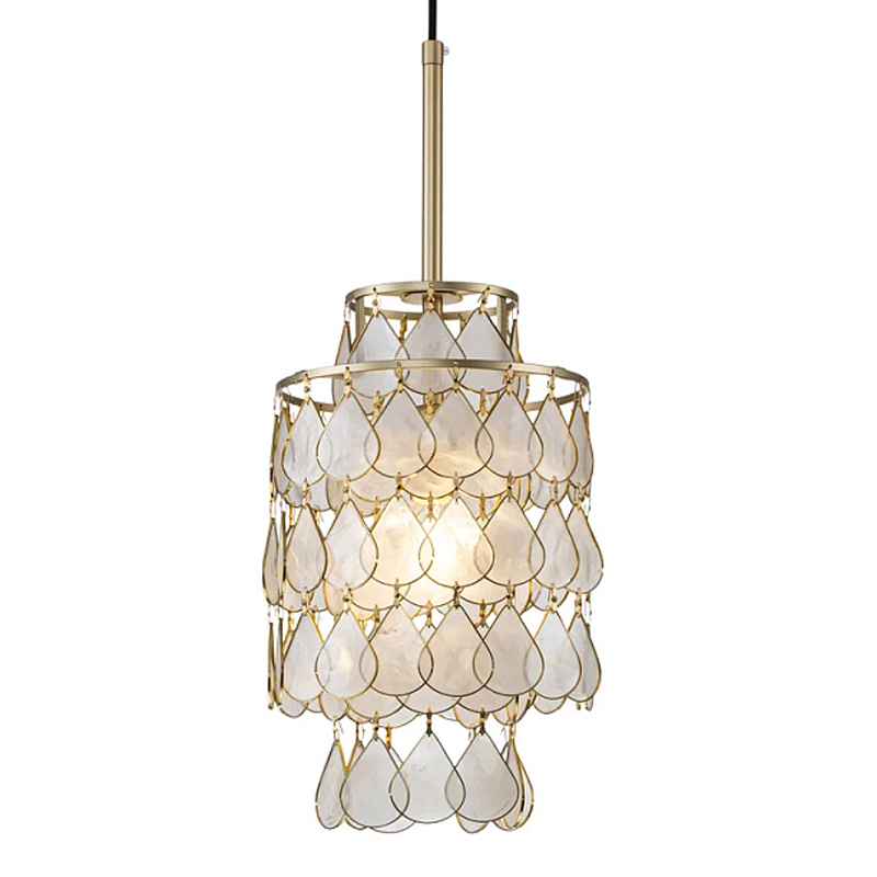 Подвесной светильник с декором из натуральной морской ракушки Iridescent Light Золотой Перламутровый в Москве | Loft Concept 