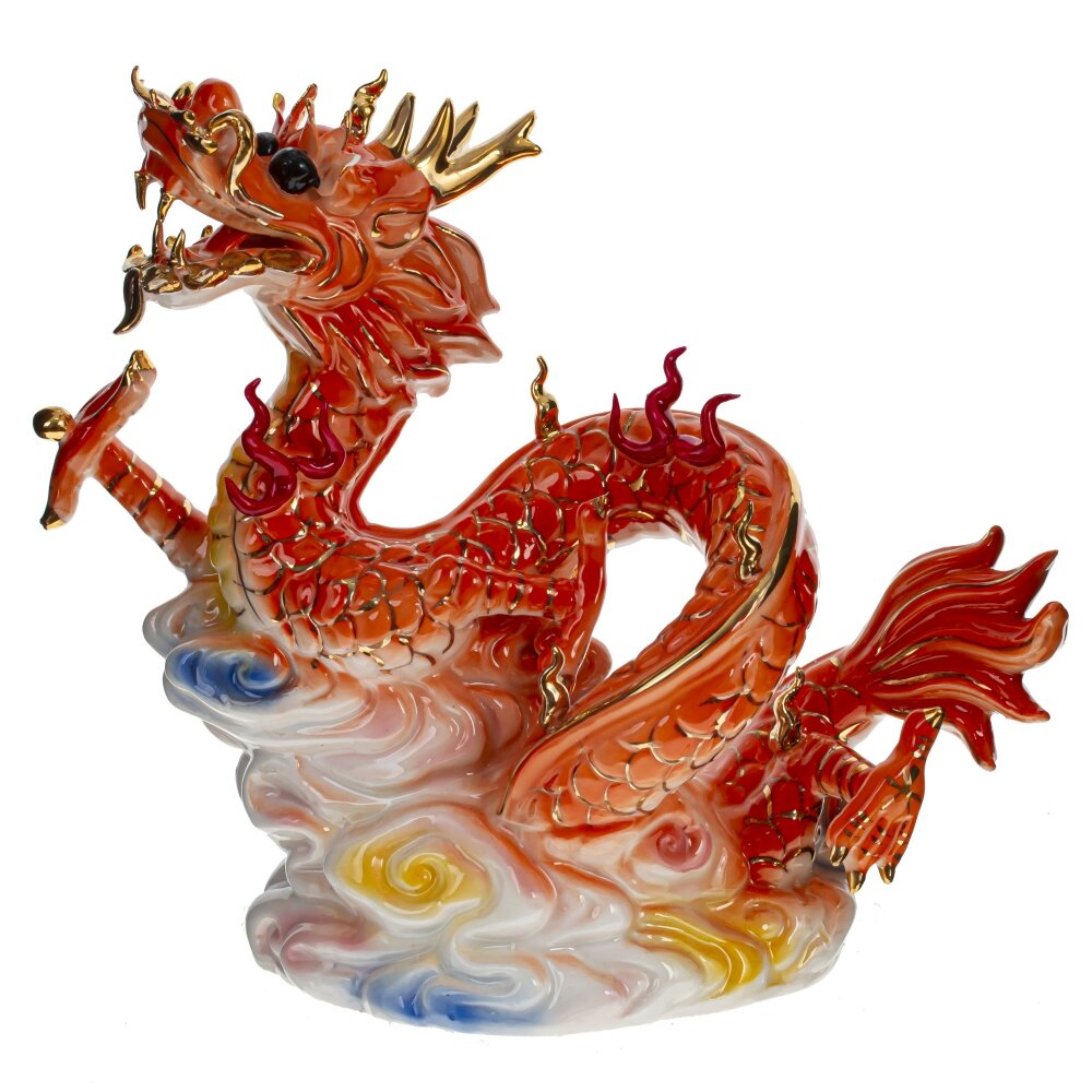 

Декоративная фарфоровая статуэтка Китайский дракон Алый