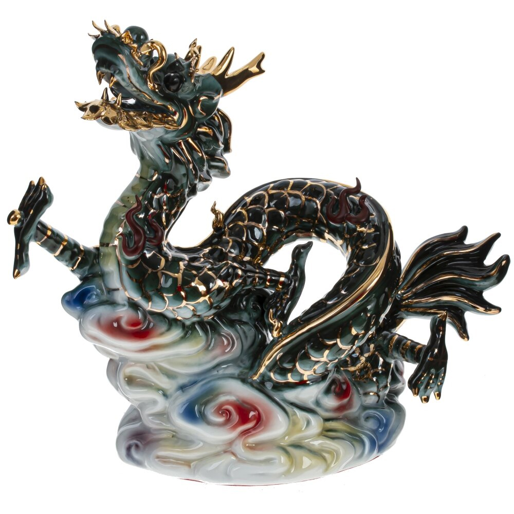 

Декоративная фарфоровая статуэтка Китайский дракон Черный