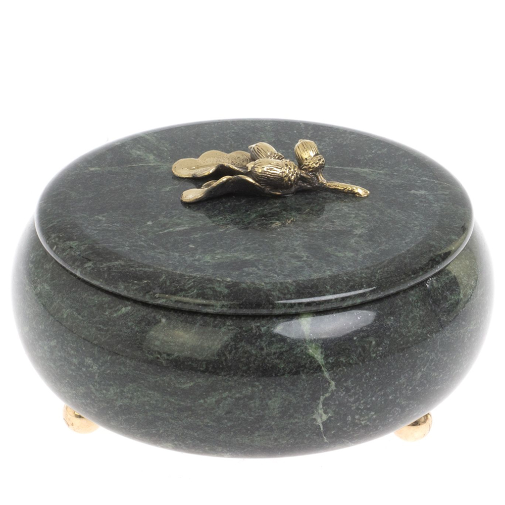 

Шкатулка круглая из натурального камня змеевик Stone Casket