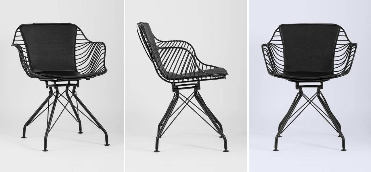 Стул Bertoia с подлокотником Chair Black metal по цене 20 990 руб ...