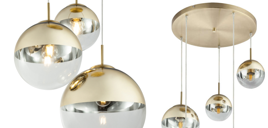 Светильник подвесной Mirror Ball Gold 5 плафонов Светильник подвесной Mirror Ball Gold 5 плафонов - Loft-Concept в Москве