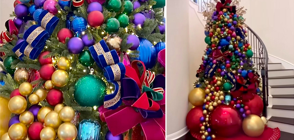 Дизайнерская Елка с Разноцветными шарами Christmas tree colorful balls - фото