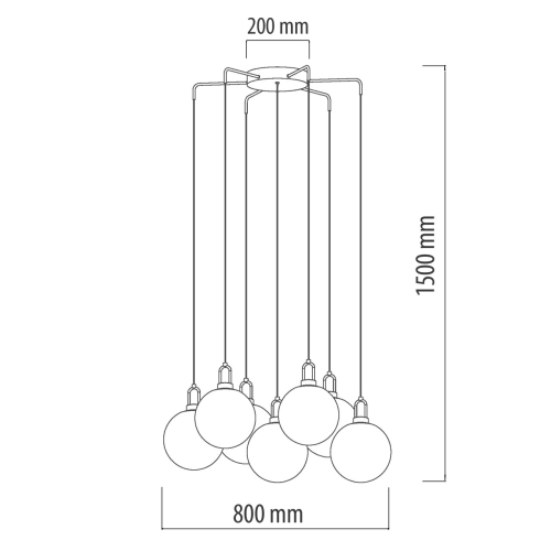 Люстра с 7-ю плафонами из прозрачного стекла в форме шара Orb Cascade  в Москве
