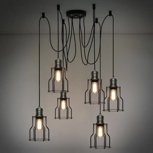 Люстра Loft Industrial 6 wire Cage Filament Pendant