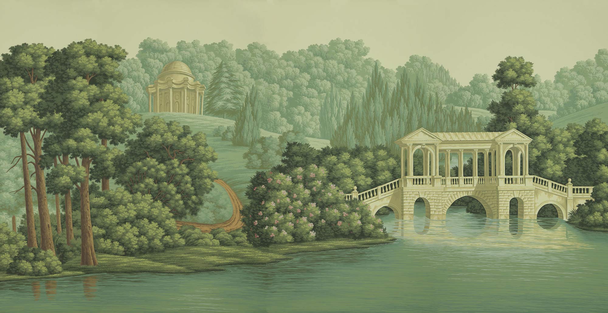 Обои ручная роспись English Landscape Verdoyant on scenic paper - постер Loft-Concept
