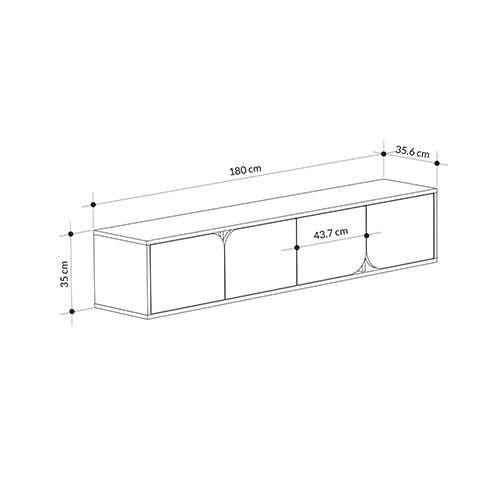 ТВ-тумба подвесная цвета древесины с 4-мя темно-серыми дверцами SPARK TV STAND OAK ANTHRACITE в Москве