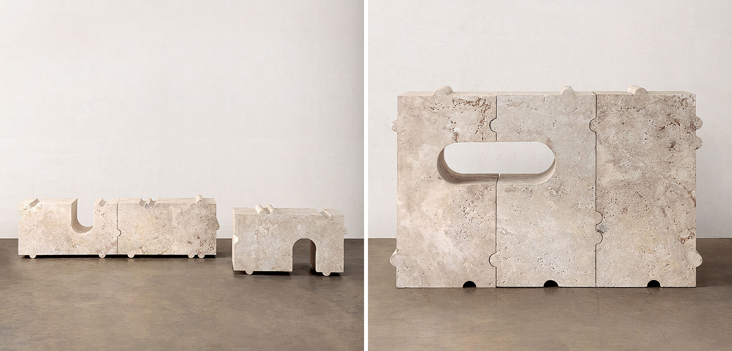 Модульная каменная скамья Hume Modular Stone Bench дизайн Kelly Wearstler - фото