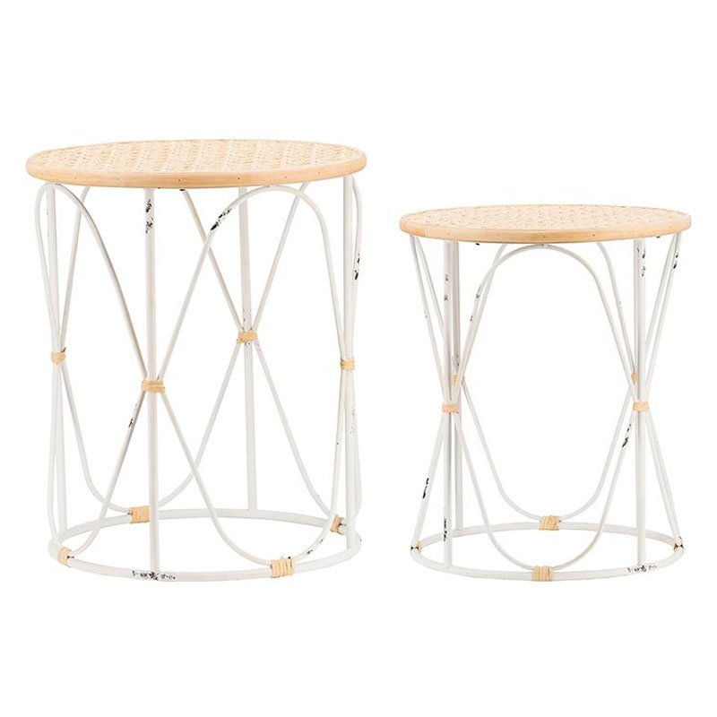 

Комплект столиков с круглой деревянной столешницей Jessica