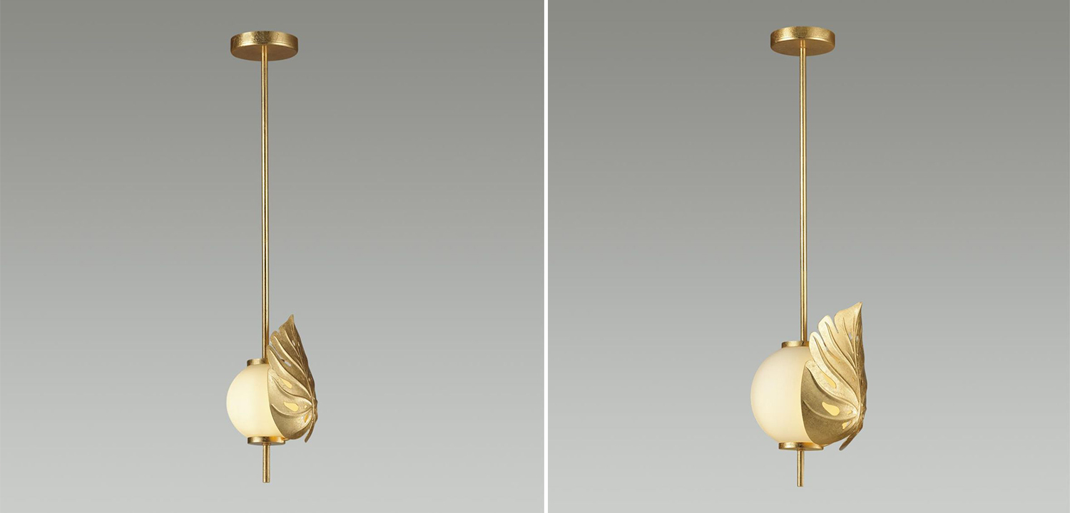 Подвесной светильник Gold Monstera Leaf - фото