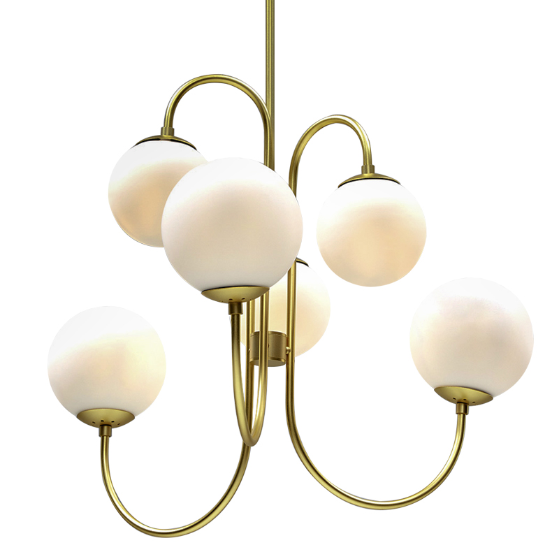 Люстра Gooseneck Pelle Gold Chandelier Белый Золотой в Москве | Loft Concept 