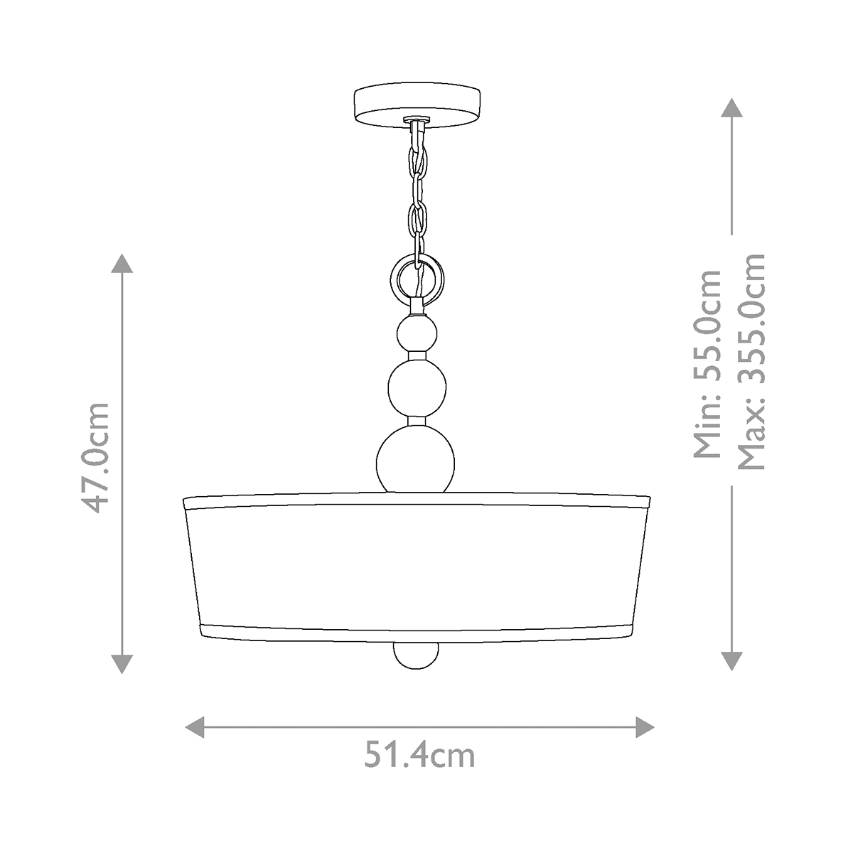 Люстра подвесная с белым тканевым цилиндрическим абажуром и декоративными шарами Hinkley в Москве