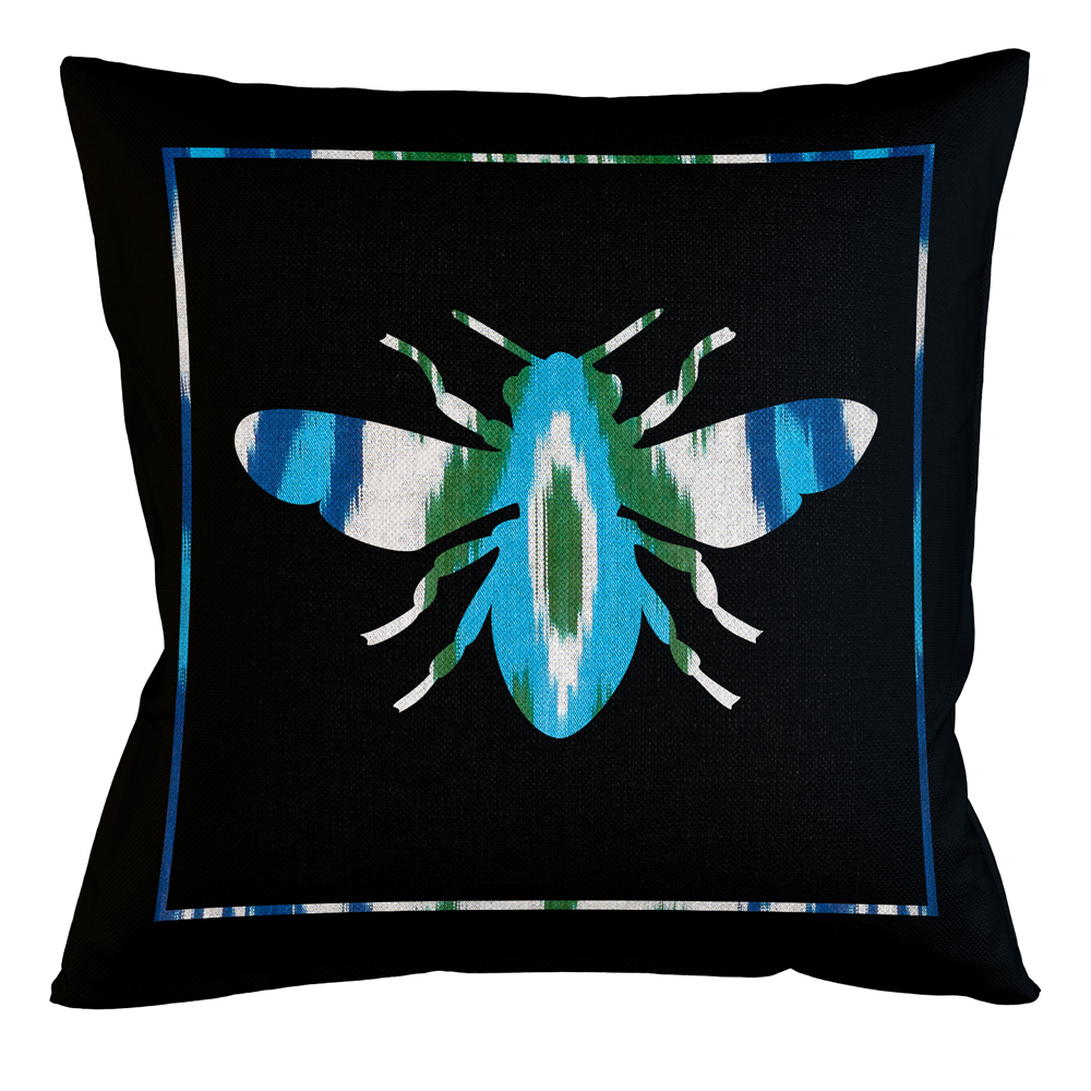 

Подушка декоративная пчела сине-зеленая Ikat Pattern