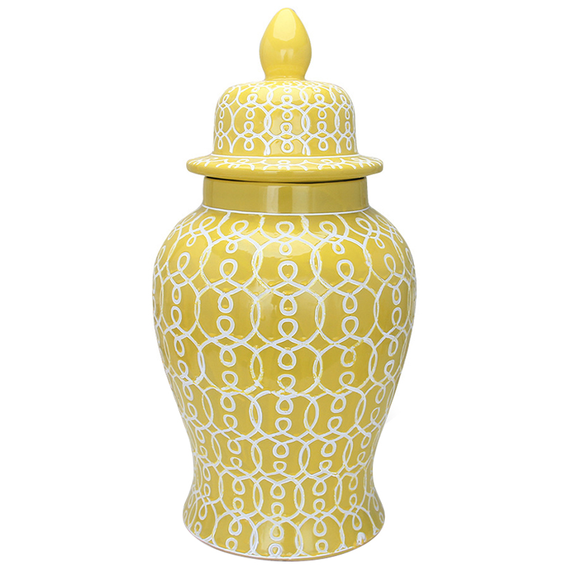    Ceramic Yellow White Ornament Vase     | Loft Concept 