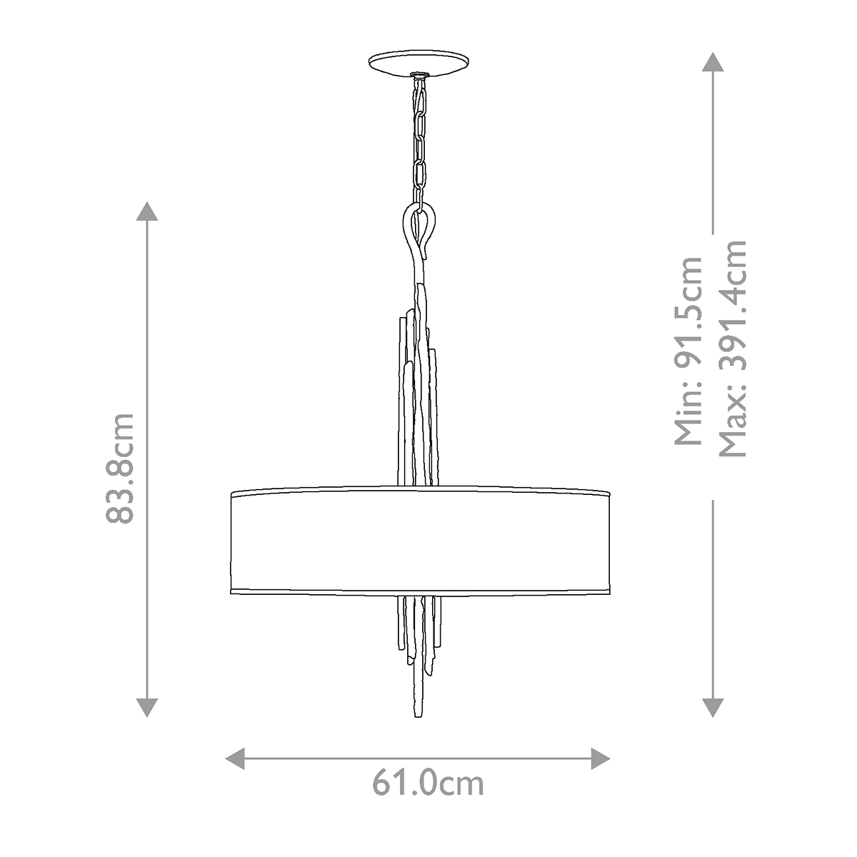 Люстра подвесная с широким белым текстильным абажуром и вертикальными декоративными элементами Hinkley в Москве