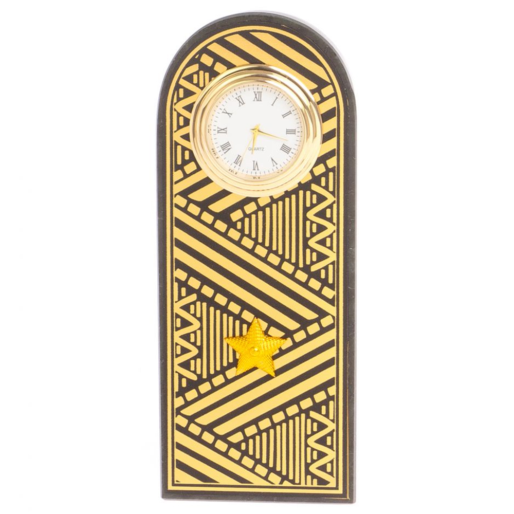 

Часы подарочные настольные в виде погона Генерала из натурального камня Змеевик Gold Military Clock