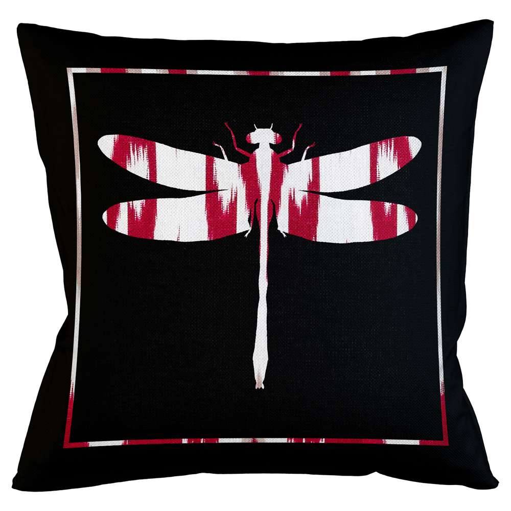 

Подушка декоративная стрекоза с красным узором Ikat Pattern