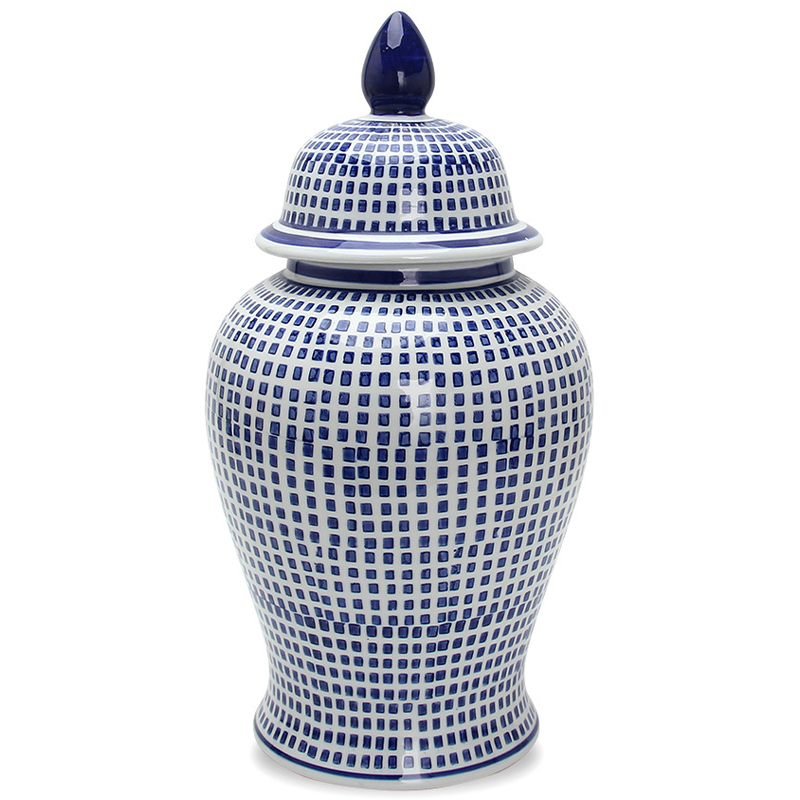    Oriental Blue & White Square Pattern Vase     | Loft Concept 