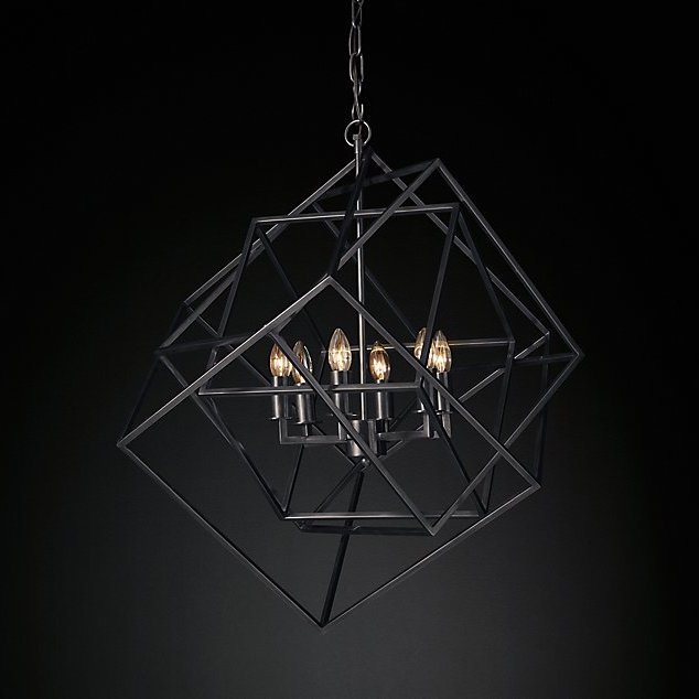  RH Caged Cubist Pendant black    | Loft Concept 