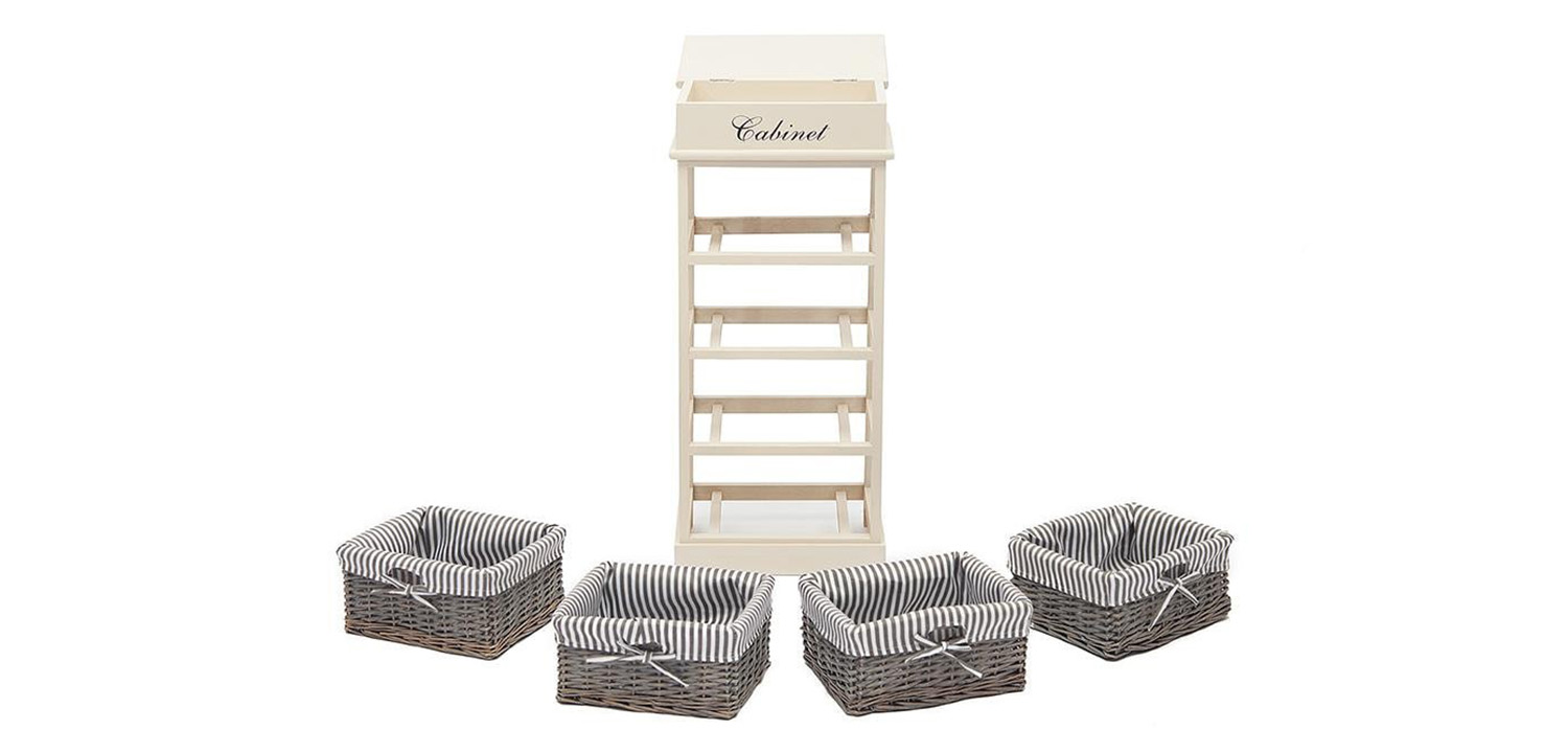 Тумба с 4 корзинами Provence Butter White 4 Boxes - фото №1