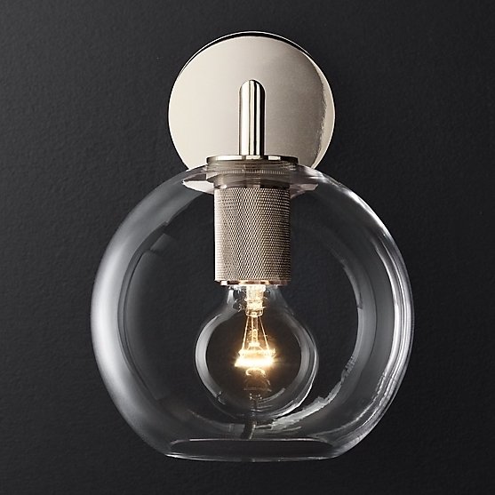  RH Utilitaire Globe Shade Single Sconce Silver      | Loft Concept 