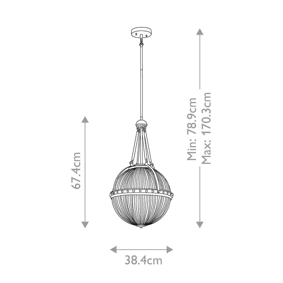 Подвесной светильник с рифленым стеклянным плафоном в форме шара Kichler в Москве
