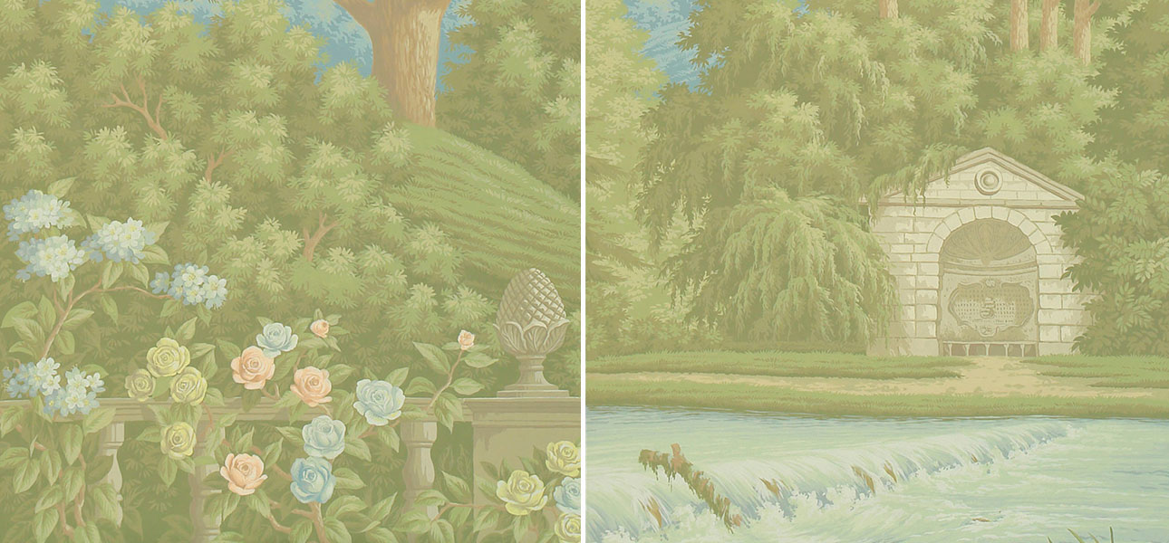 Обои ручная роспись English Landscape Pastel on scenic paper - фото