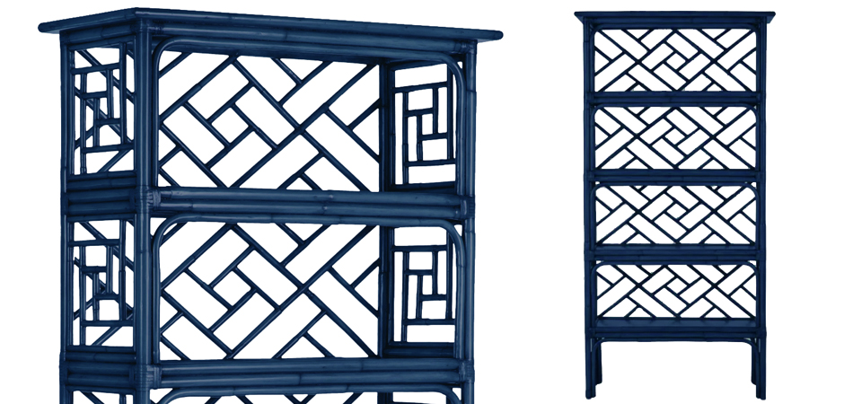 Стеллаж Синий Bamboo Chippendale Etagere Blue Стеллаж Синий Bamboo Chippendale Etagere Blue - Loft-Concept в Москве
