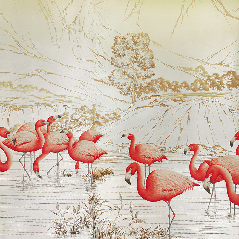    Flamingos Colourway SC-120 on Sterling Silver gilded Xuan paper    | Loft Concept 