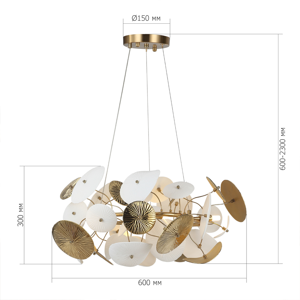 Люстра с белыми и золотистыми цветами Dahlia Flowers Lamp в Москве