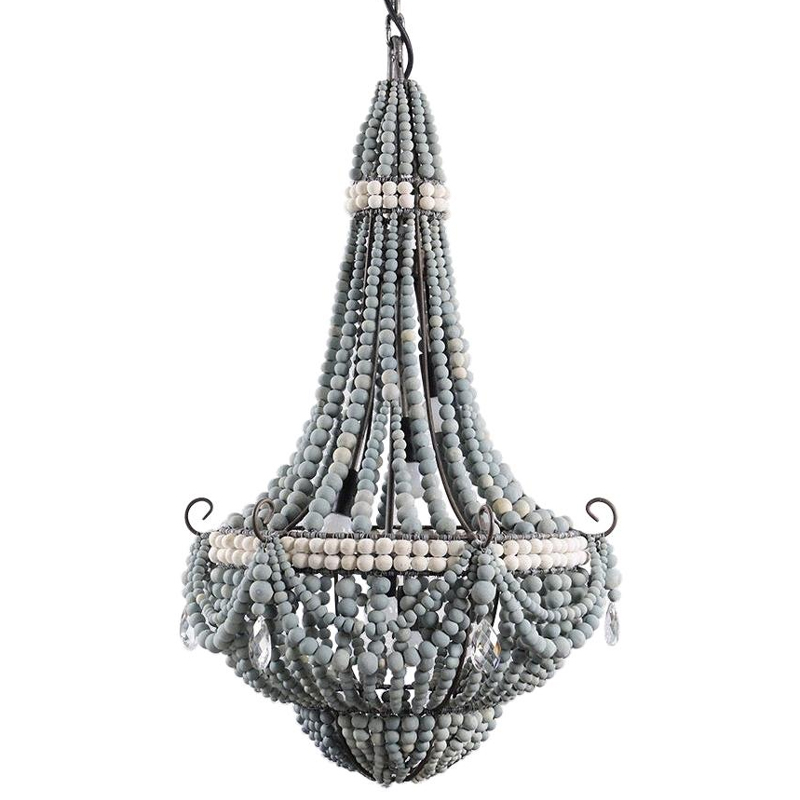       Wooden Beads Grey Chandelier      | Loft Concept 