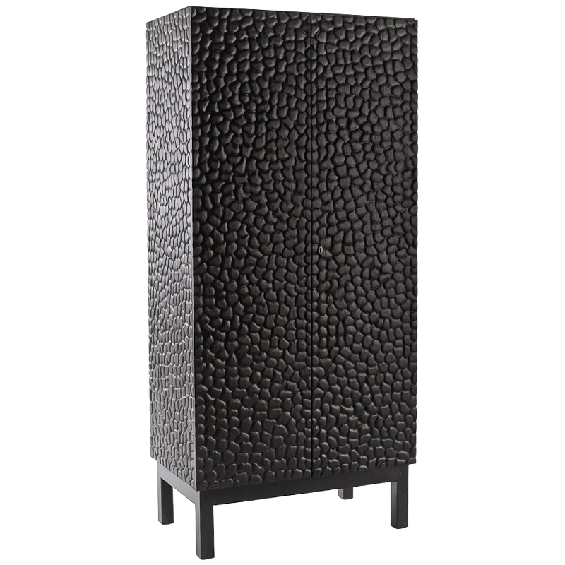  Black Pebble Wood Carved Cabinet    | Loft Concept 