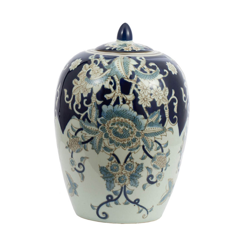    Blue & White Ornament Vase barrel     | Loft Concept 