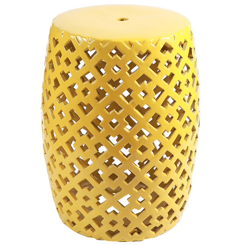   Yellow Ornament Ceramic Stool    | Loft Concept 