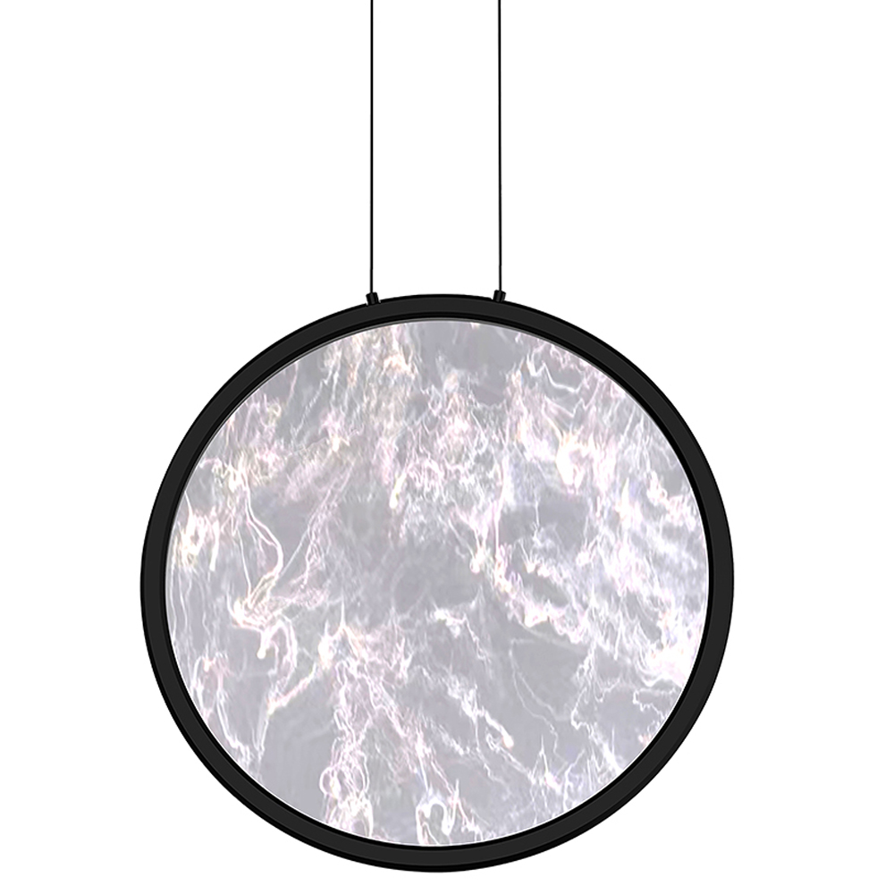 

Светодиодный подвесной светильник круглой формы с металлической рамой черного цвета Marble Glow 47