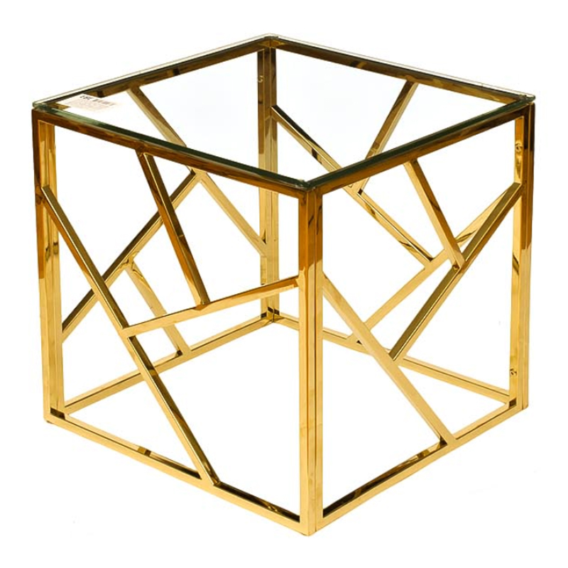   Serene Furnishing Gold Clear Glass Top Side Table      | Loft Concept 