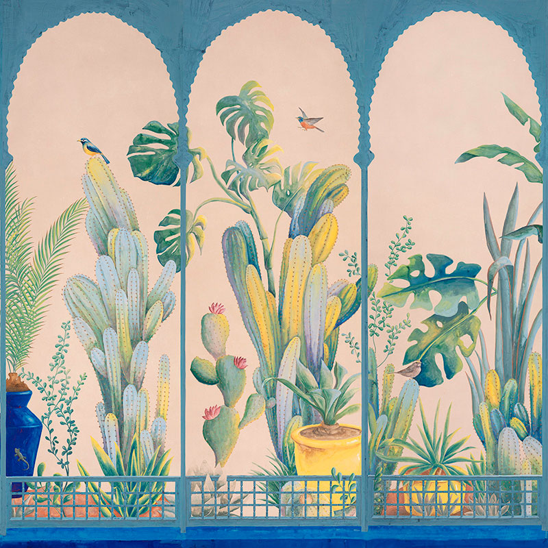    Jardin Marrakech Majorelle on painted Xuan paper    | Loft Concept 