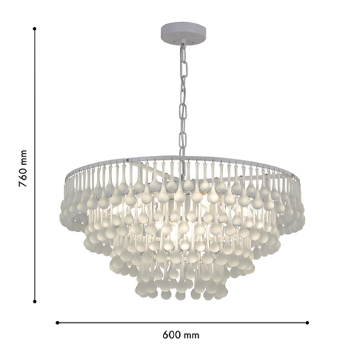 Люстра подвесная круглая с молочными стеклянными подвесками в форме капель Droplet Chandelier в Москве