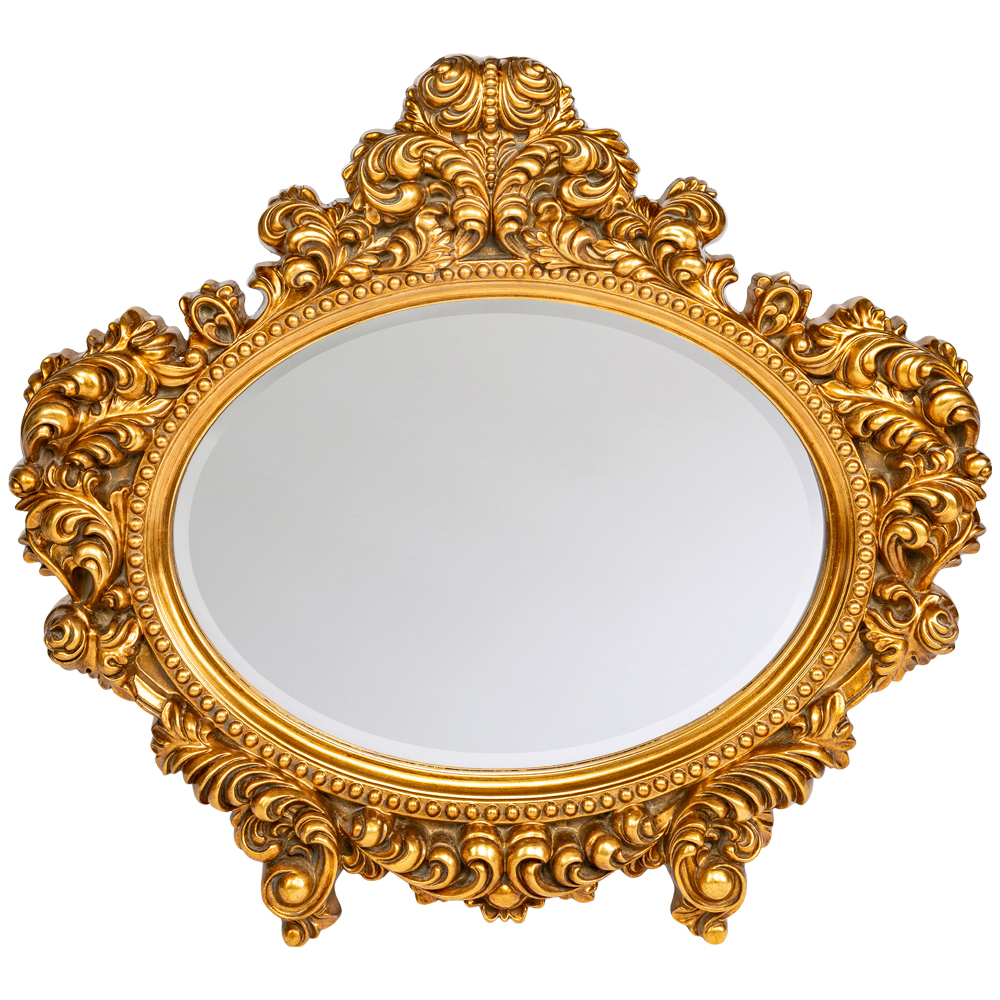 

Зеркало настенное золотое с ажурным резным орнаментом Classic Ornament Mirror