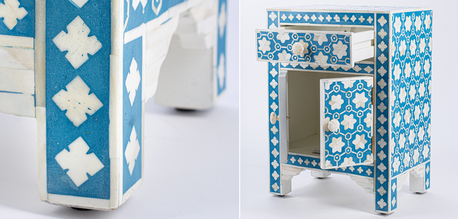 Тумба отделка кость BONE Inlay Bedside Cabinet 1 DRAWER Тумба отделка кость BONE Inlay Bedside Cabinet 1 DRAWER - Loft-Concept в Москве